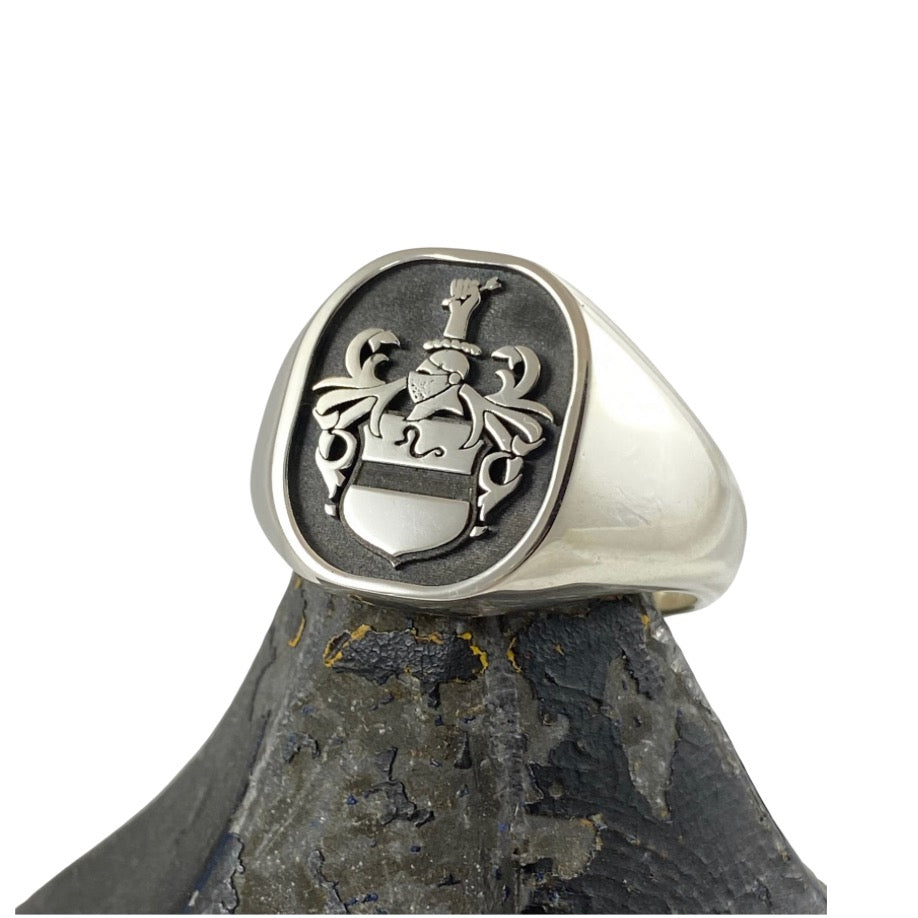 Family Coat of Arms CAD Crafted 18mm x 15mm  -  Sterling Silver