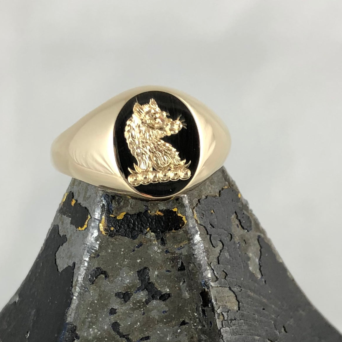 Family Crest Seal Engraved 11mm x 9mm  - 9 Carat Yellow Gold Signet Ring