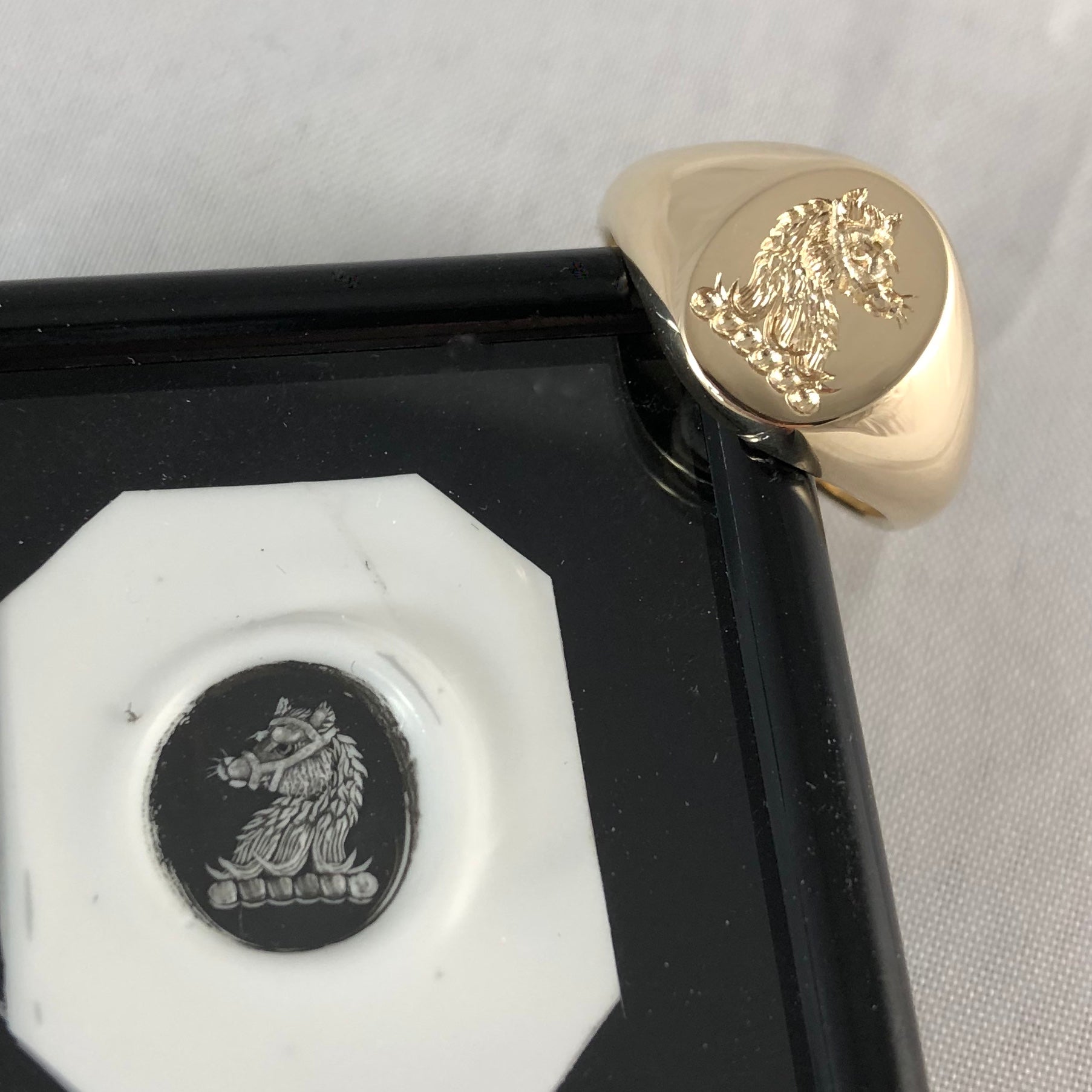 Family Crest Seal Engraved 11mm x 9mm  - 9 Carat Yellow Gold Signet Ring