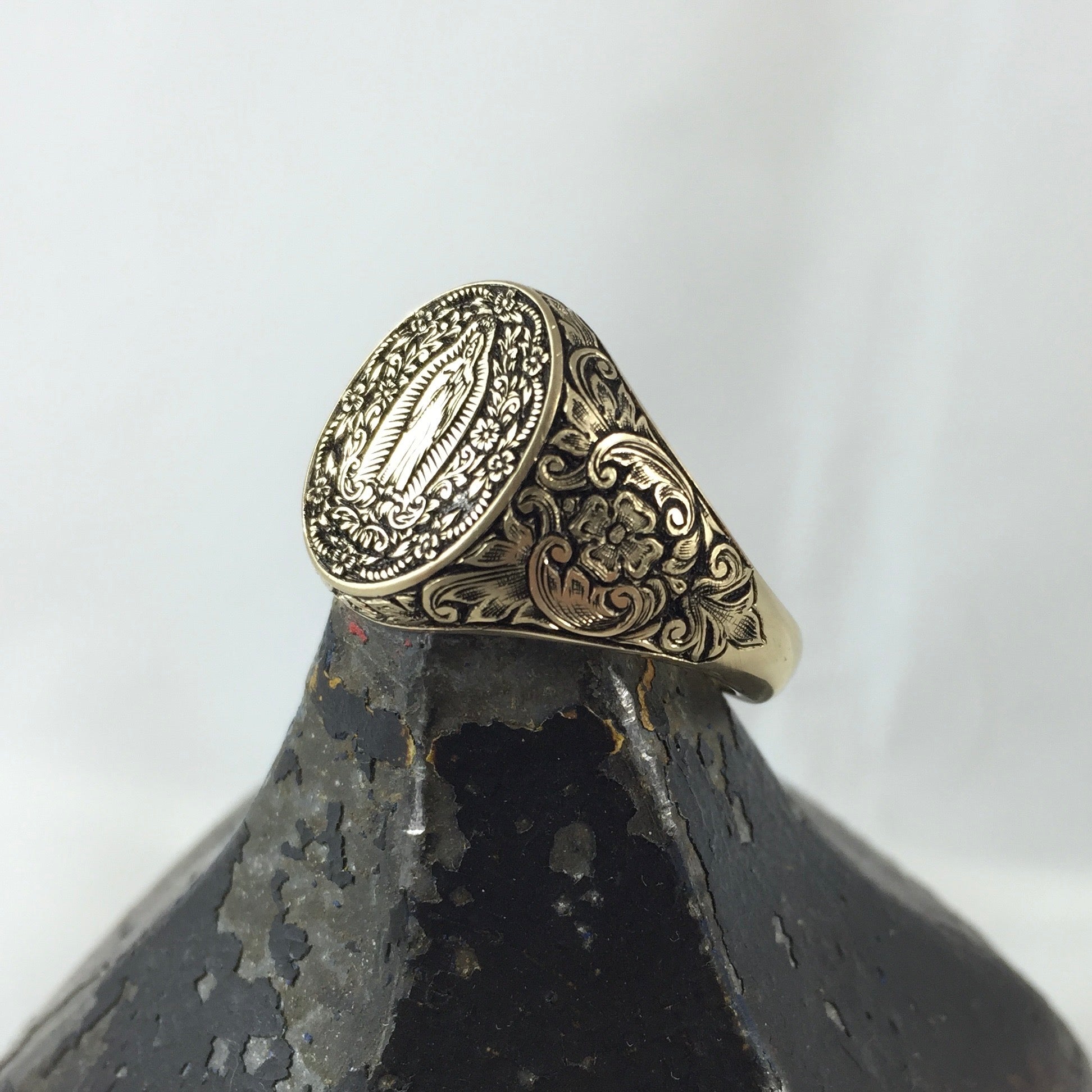 Deep Engraved 16mm x 13mm  -  9 Carat Yellow Gold Signet Ring