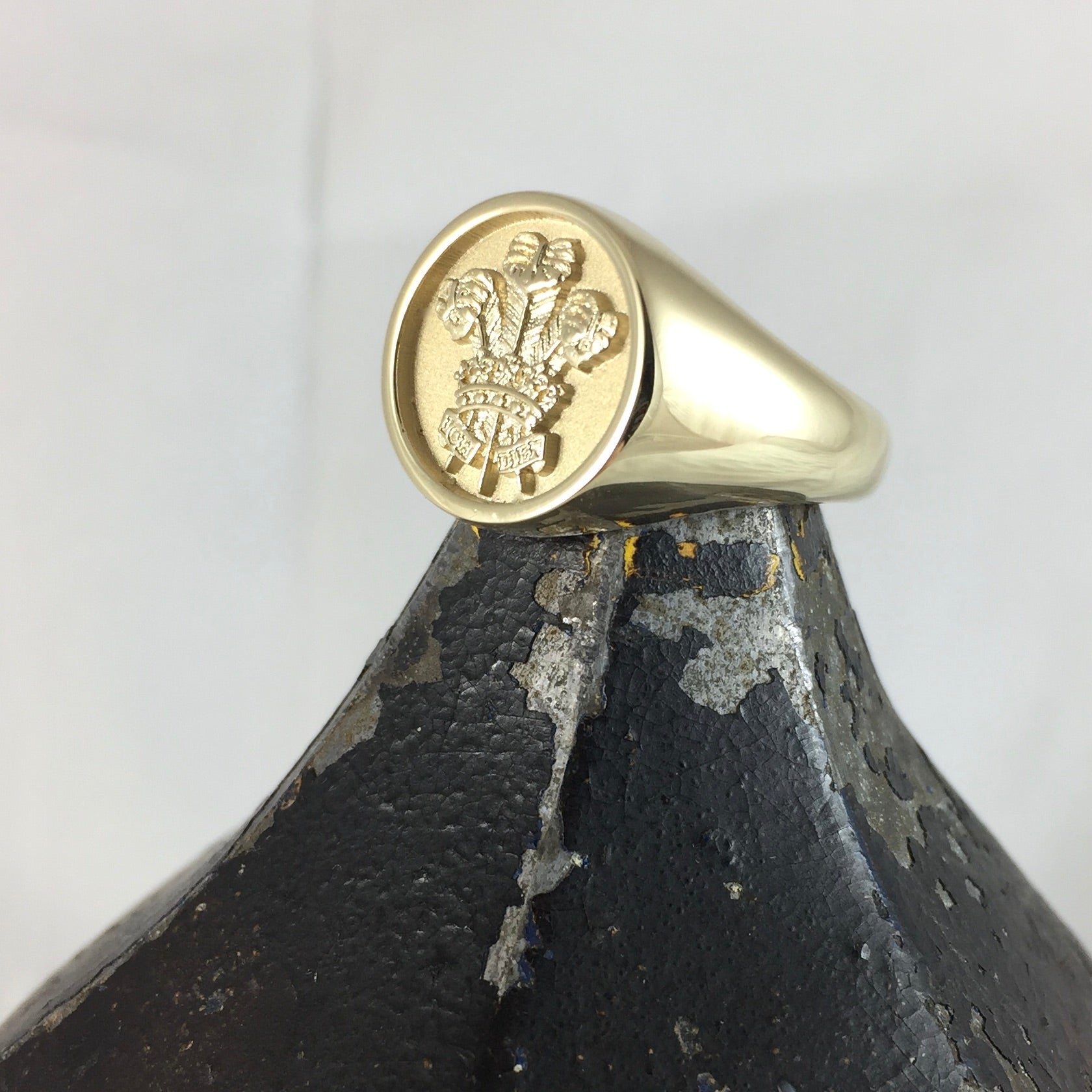 "Your Design" CAD Style Prince of Wales Feather Signet Ring