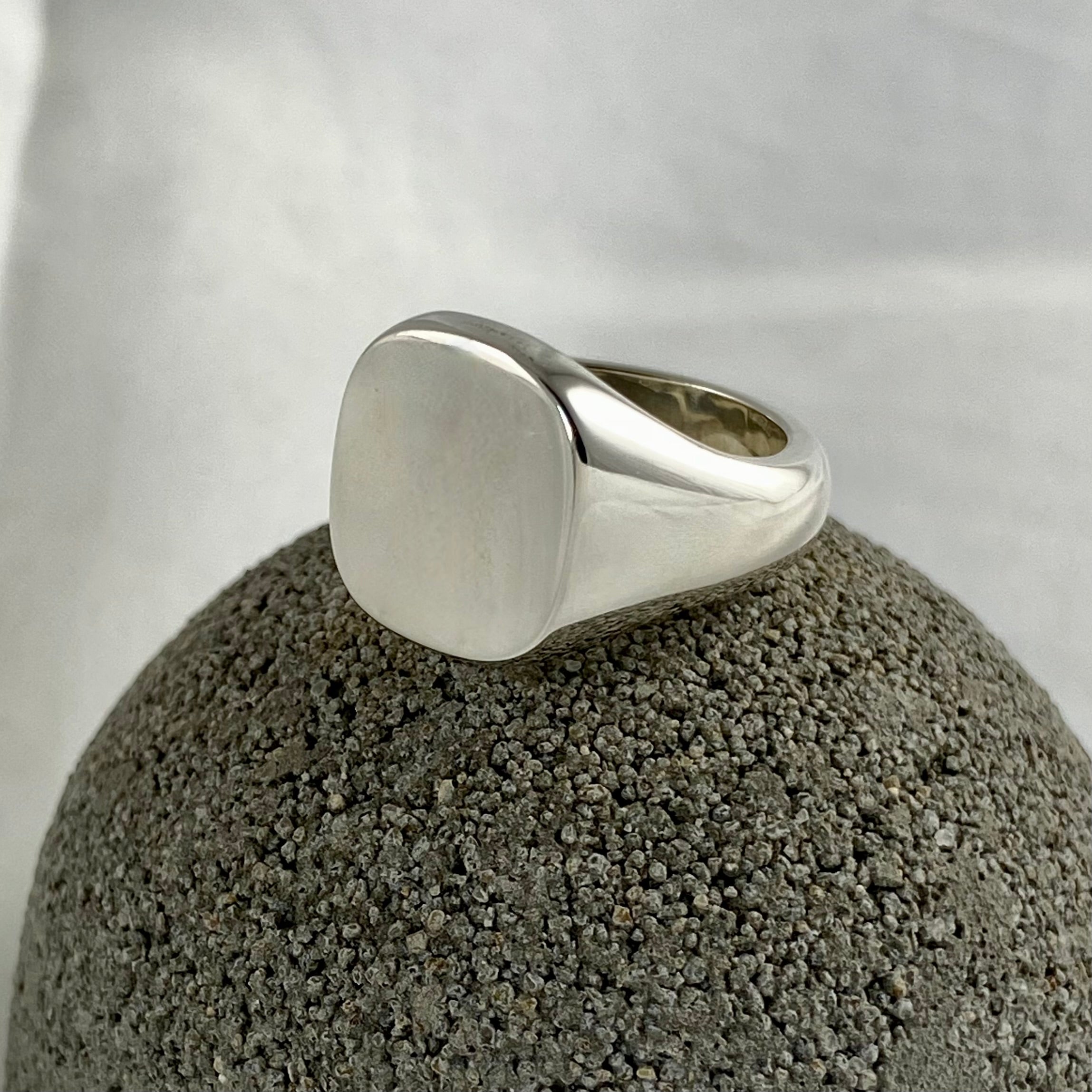 Cushion 12mm x 11mm - 9 Carat White Gold Signet Ring