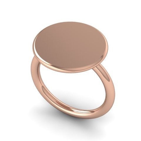 Round 15mm  -  9 Carat Rose Gold Signet Ring