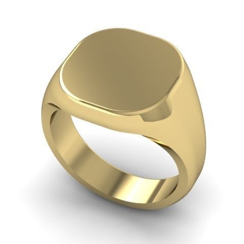 Cushion 12mm x 11mm - 18 Carat Yellow Gold Signet Ring