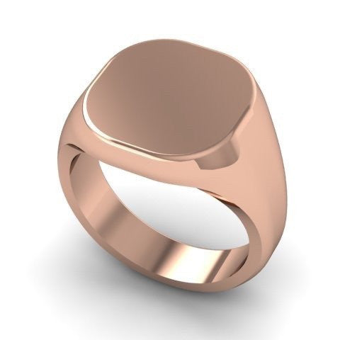 Cushion 12mm x 11mm - 9 Carat Rose Gold Signet Ring