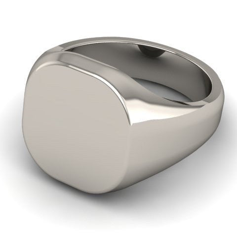 Cushion 12mm x 11mm - 9 Carat White Gold Signet Ring