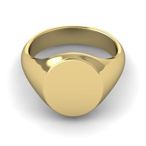 3 Initials Engraved  13mm Round  -  9 Carat Yellow Gold Signet Ring