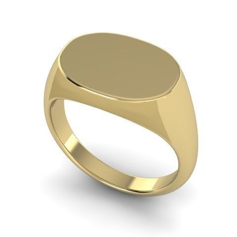 Oblong 15mm x 11mm  -  9 Carat Yellow Gold Signet Ring