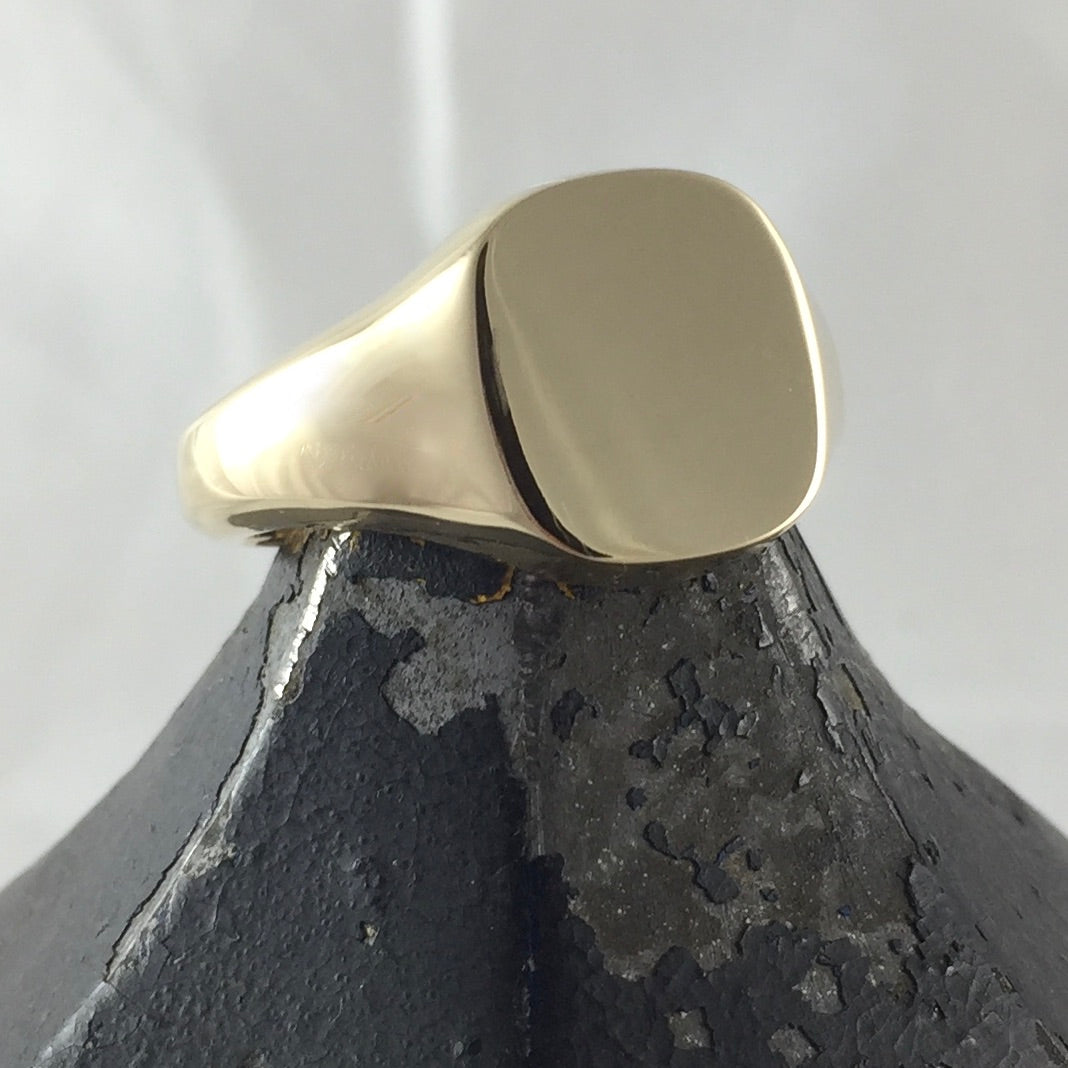 Cushion 14mm x 13mm - 9 Carat Yellow Gold Signet Ring