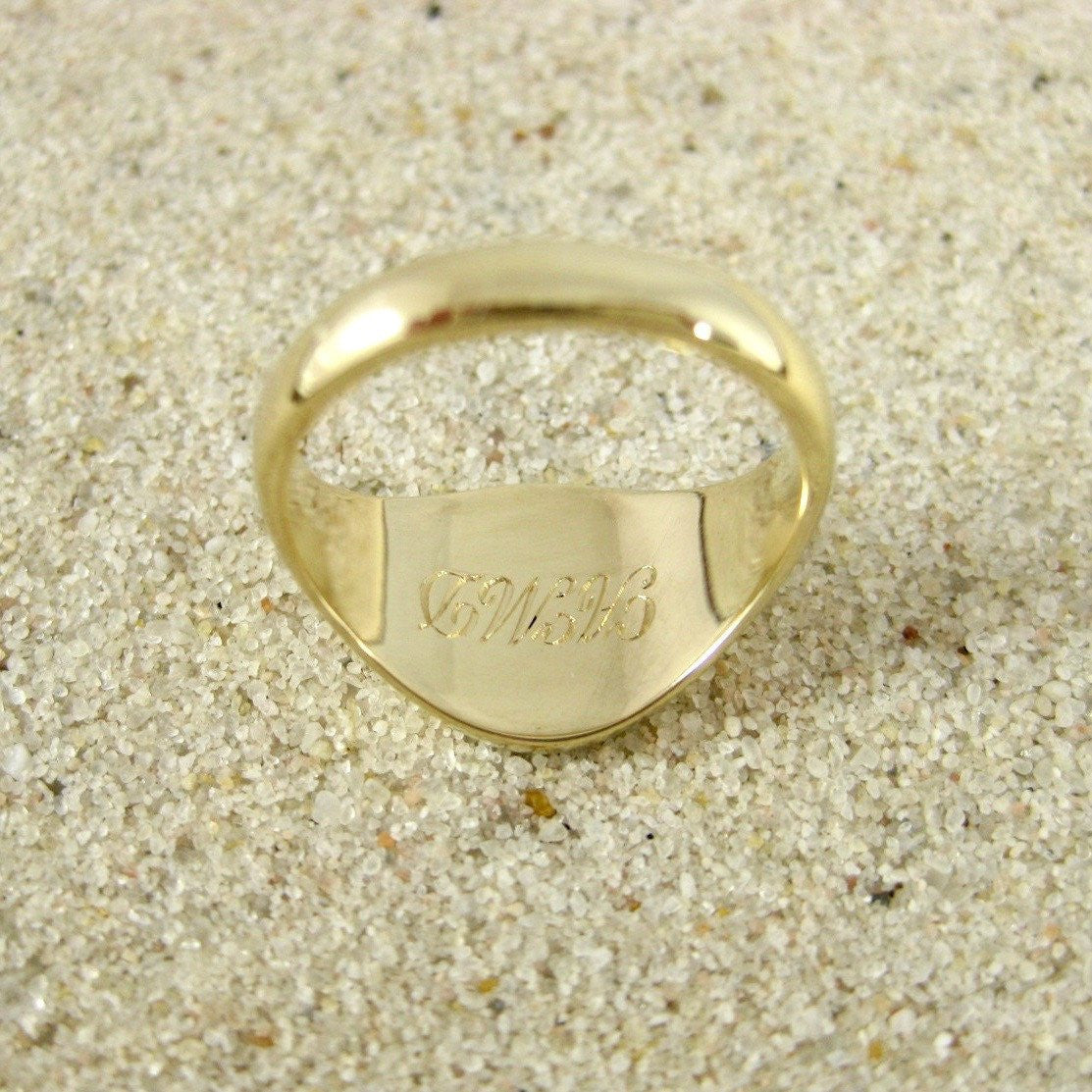 1 Initial Engraved  11mm x 9mm  -  9 Carat Yellow Gold Signet Ring