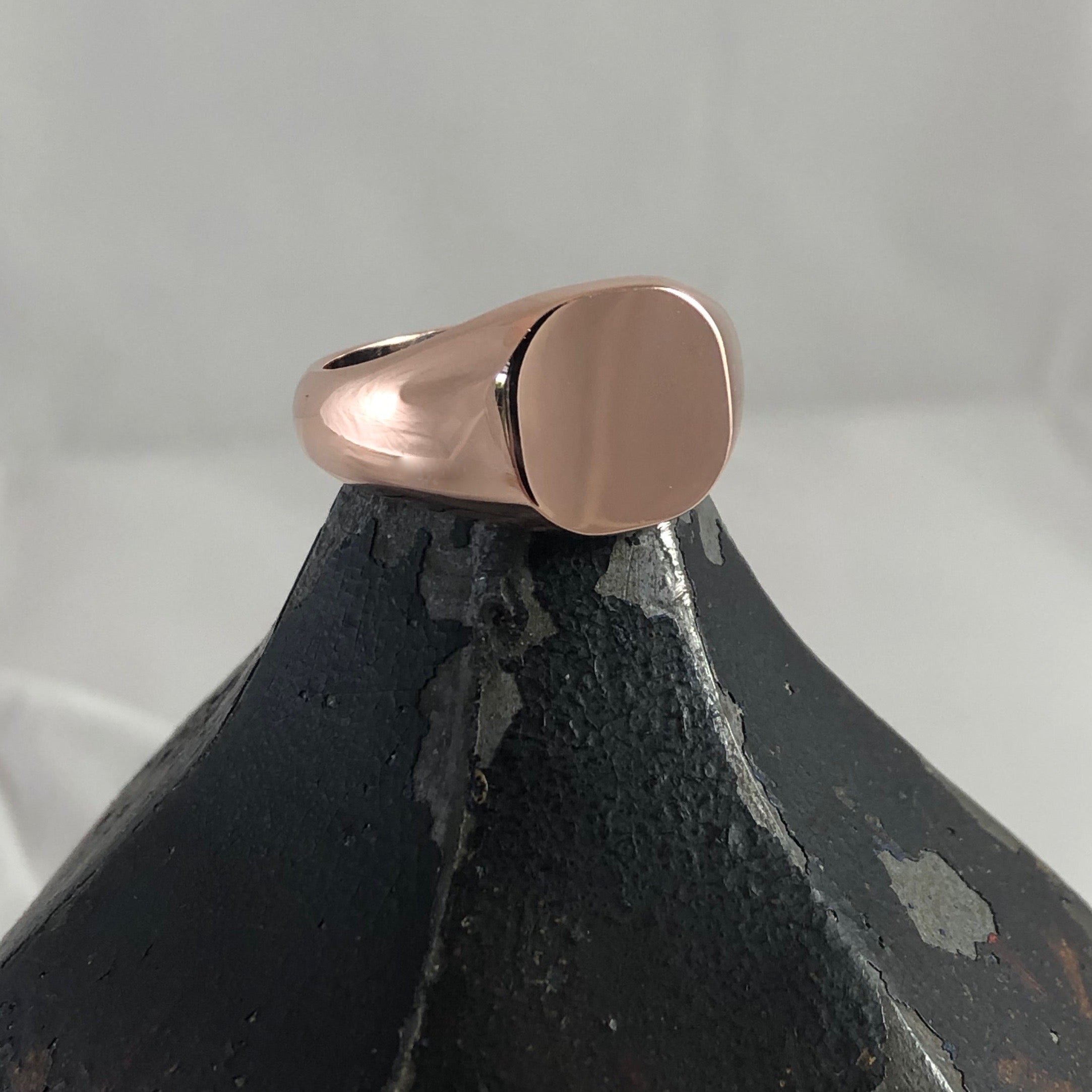 Cushion 12mm x 11mm - 9 Carat Rose Gold Signet Ring