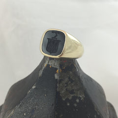 Engraved onyx signet on sale ring