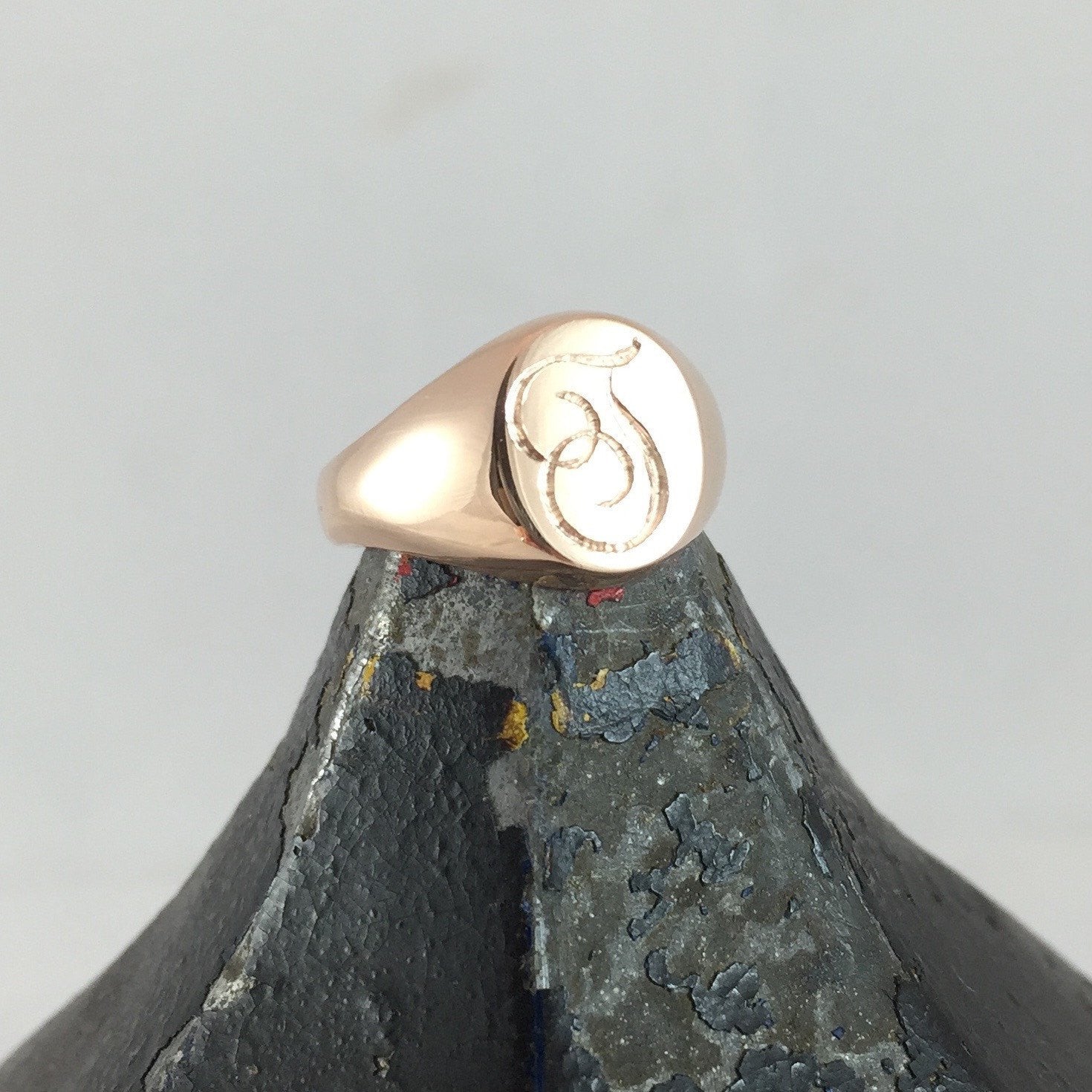 1-2 Initials Engraved  11mm x 9mm  -  9 Carat Rose Gold Signet Ring